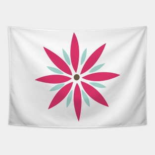 Retro Flower in pink, light blue, and brown Tapestry