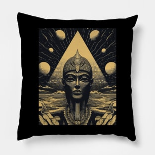 Egyptian Ancient Alien God Illustration Pillow