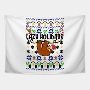 Lazy Holidays Sloth Ugly Christmas Sweater Tapestry