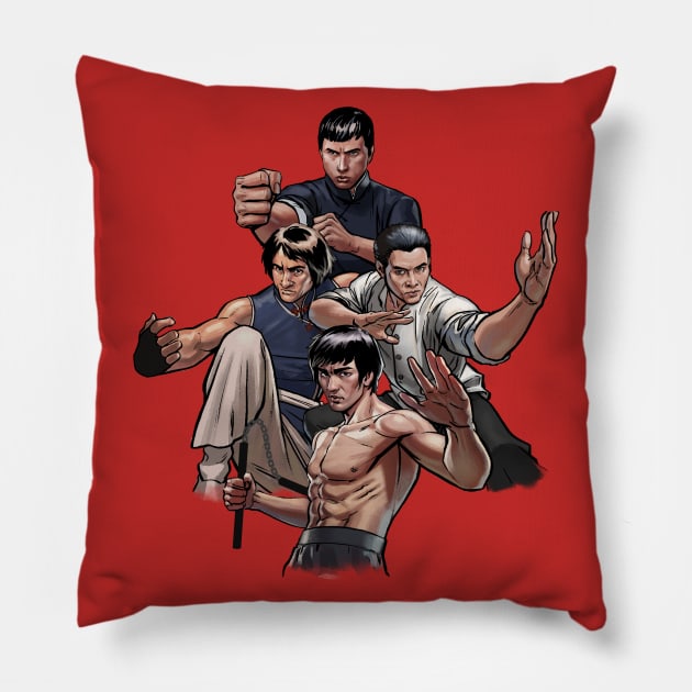 Kung Fu Quad Pillow by ohshirtdotnet