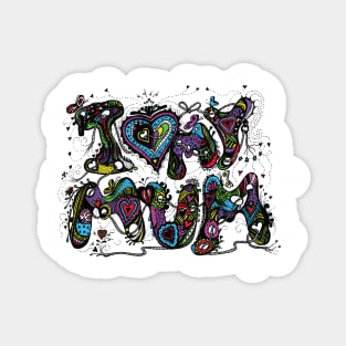 I Love My Mum Multicoloured Aussie Tangle on White Background Magnet