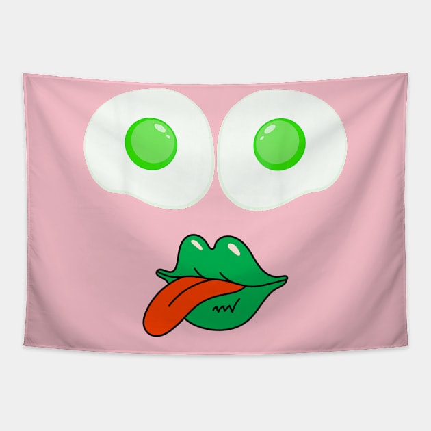 Green Eggs Ham Smile Face Brunch Breakfast Tapestry by bouchrartiste