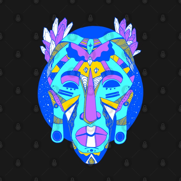 African Mask 1 - Blue Edition by kenallouis