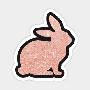 Rose Gold Faux Glitter Easter Bunny Magnet