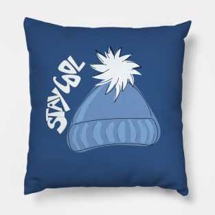 Whimsical cartoon toque with Stay Cool illustrated text Pillow