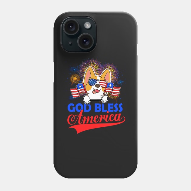 God Bless America 4th Of July Firework Dog Unisex Phone Case by BelaReider