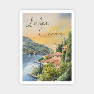 Lake Como Italy Watercolor Painting – Tranquil Travel Art Print Magnet