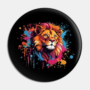 Vibrant Lion Splash Tee: A Regal Burst of Color Pin