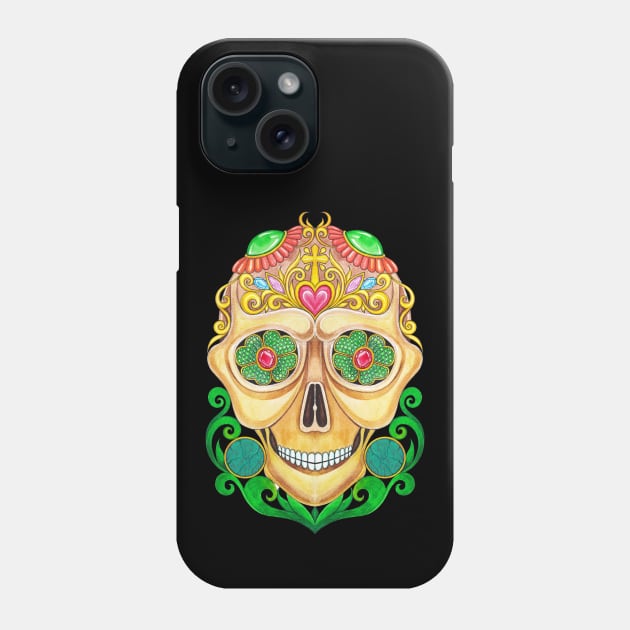 Sugar skull fancy vintage and gems day of the dead. Phone Case by Jiewsurreal