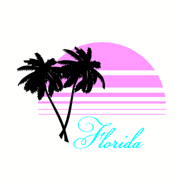 Retro Florida Tourist Souvenir Black Palms T-Shirt v5.1 by MBASVCS