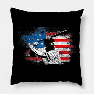 American Flag Baseball Team Patriotic USA 4th of July Pillow