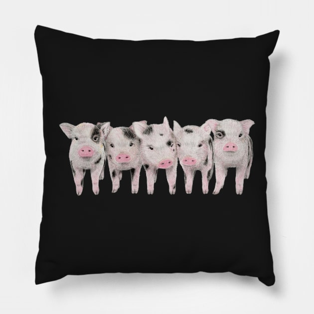 The Five Little Piggies Pillow by CoffeeberryArt