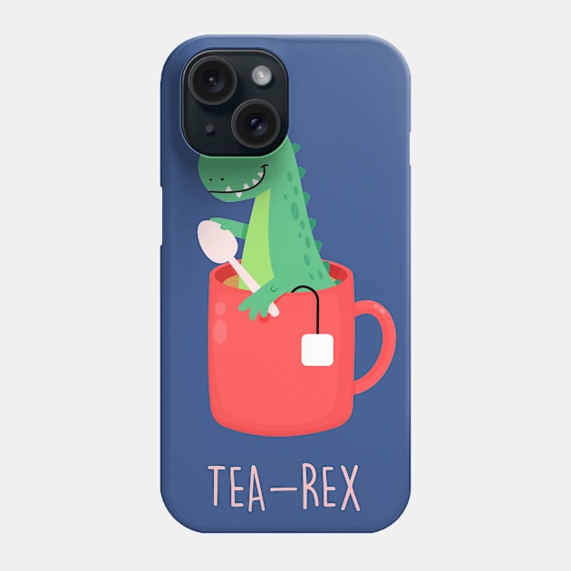 Tea-Rex T-Rex Dinosaur Lover Gift Phone Case by Happy Lime