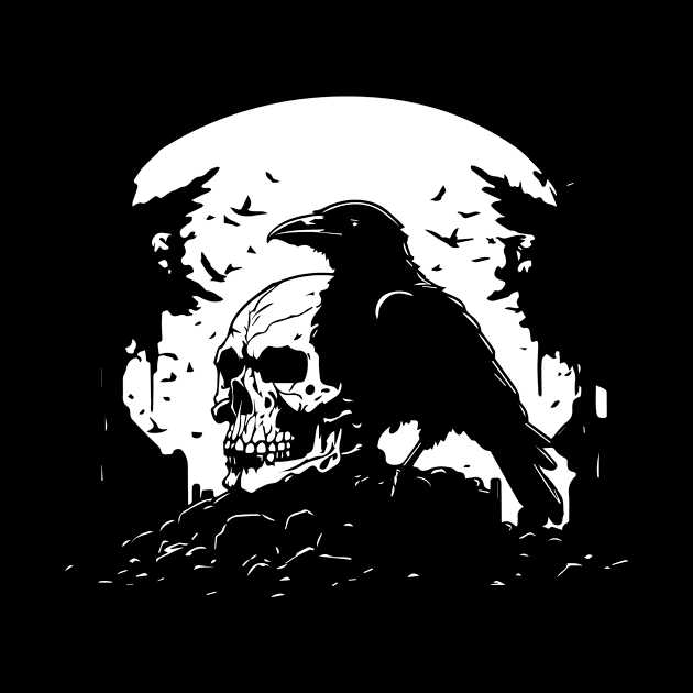 crow and skull design by lkn