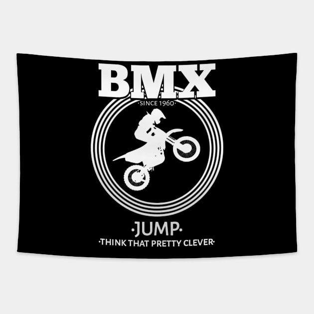 BMX Jump White Tapestry by radeckari25