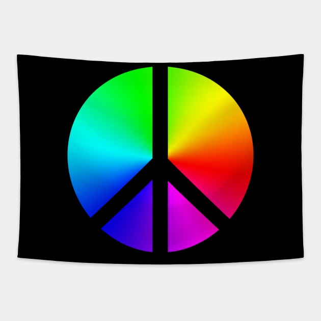 Negative Space Rainbow Peace Sign Tapestry by Kristal Stittle