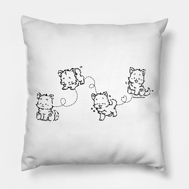 Maple the Pup (Plain White) Pillow by Konayachi