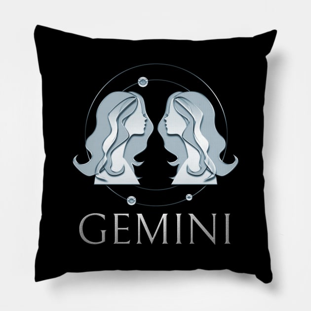 Gemini Zodiac Sign Pillow by Author Gemma James