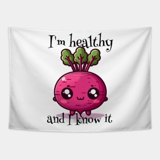 Funny Kawaii Beetroot I'M Healthy And I Know It Tapestry