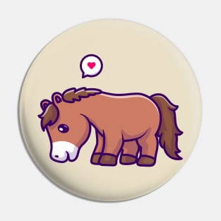 Cute Horse Eating Grass Cartoon Pin