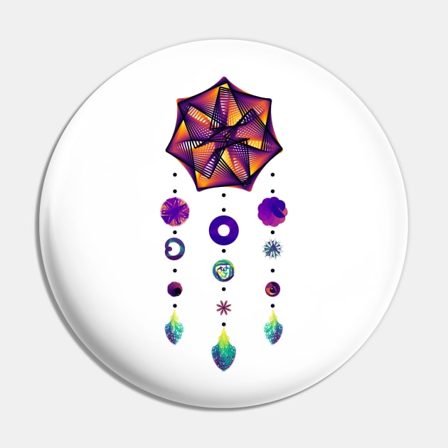 Dream Data Catcher | Maurer Rose Heptagon Inferno White Pin by aRtVerse