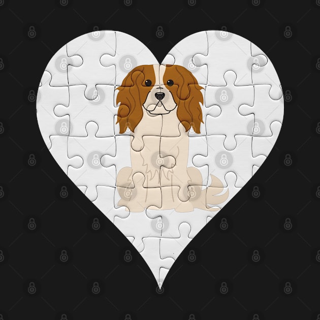 King Charles Spaniel Heart Jigsaw Pieces Design - Gift for King Charles Spaniel Lovers by HarrietsDogGifts