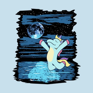 Unicorn Worships The Moon | Tee For Astronomy Lovers T-Shirt