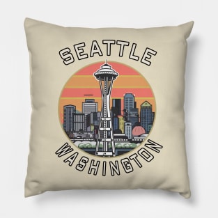 Seattle Washington Vintage Pillow