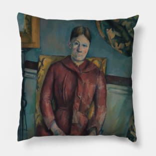 Madame Cezanne in a Red Dress by Paul Cezanne Pillow