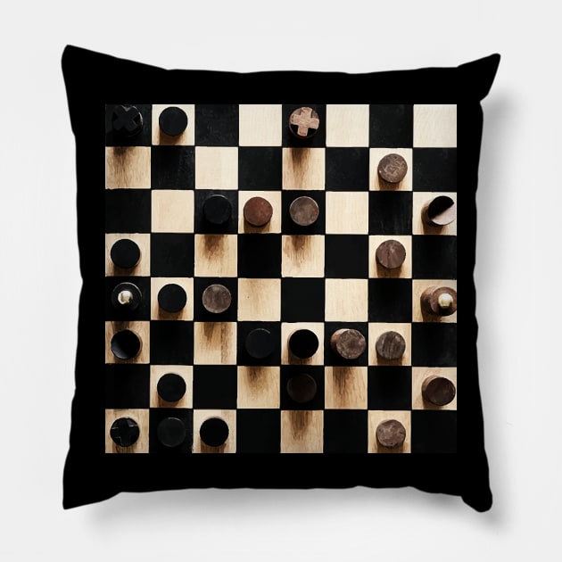 Wooden Chess Board Pillow by Lamink