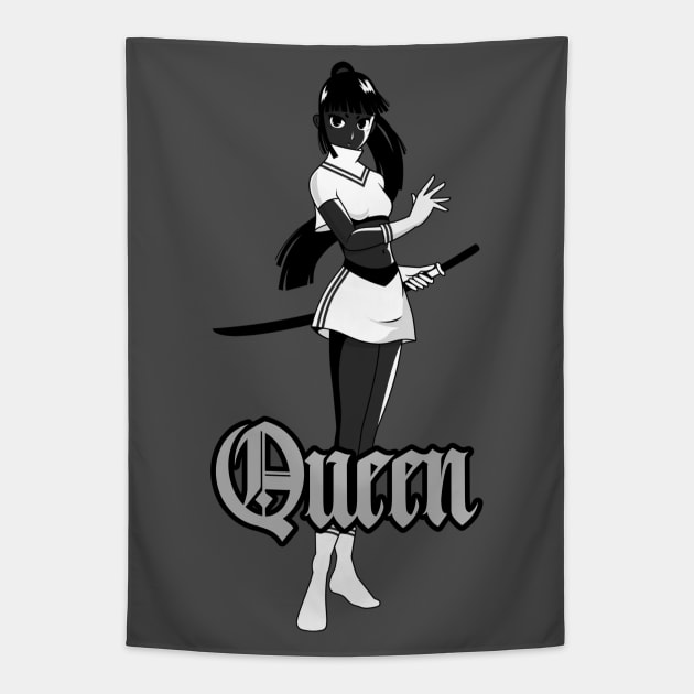 Anime Queen Black Out With sword Tapestry by Just In Tee Shirts