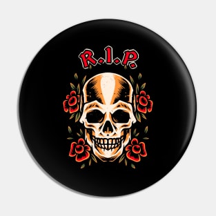 R. I. P. Skull Old School Tattoo Style Pin