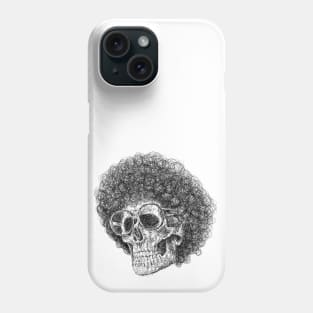 Cute skull with afro hair wearing glasses drawing with scribble art Phone Case