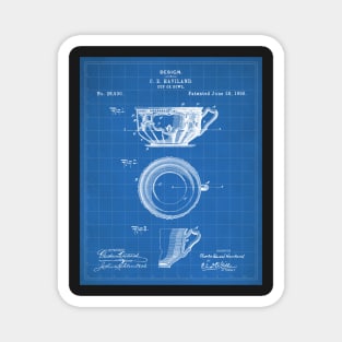 Tea Cup Patent - Tea Coffee Lover Home Kitchen Decor Art - Blueprint Magnet