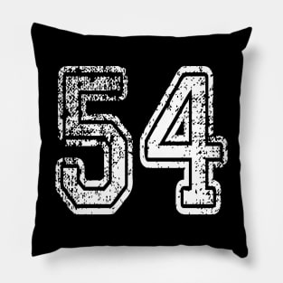 Number 54 Grungy in white Pillow