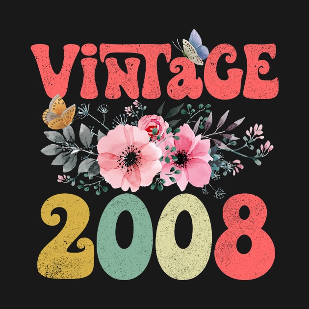 Vintage 2008 Floral Retro Groovy 15th Birthday by Kens Shop