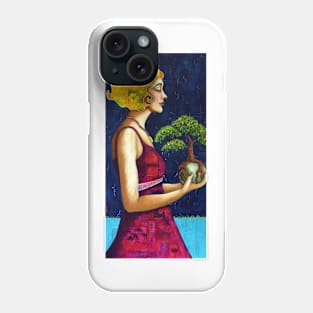 The Gift : portrait of a woman holding a tree Phone Case