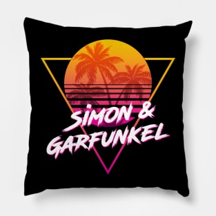 Simon & Garfunkel - Proud Name Retro 80s Sunset Aesthetic Design Pillow