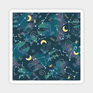 Astrology Zodiac Signs Night Sky Seamless Pattern Magnet