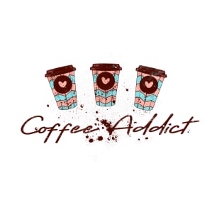 The Coffee Addict text with some coffee cups T-Shirt