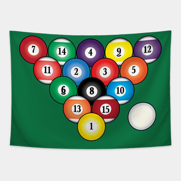 Pool Billiard Balls Triangle Tapestry by PenguinCornerStore