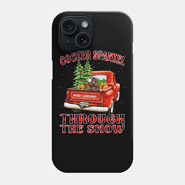 Christmas Cocker Spaniel Through The Snow Dog Santa Truck Tree Phone Case by intelus