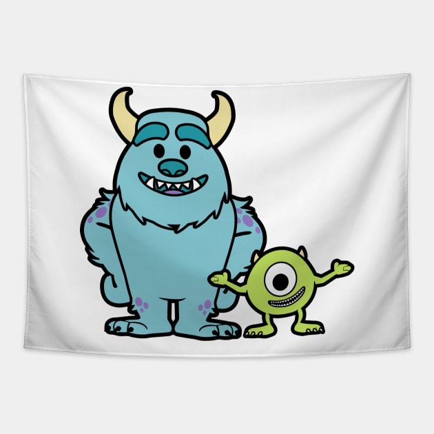 James and Mike Monster Inc Chibi Duo Tapestry by bonekaduduk