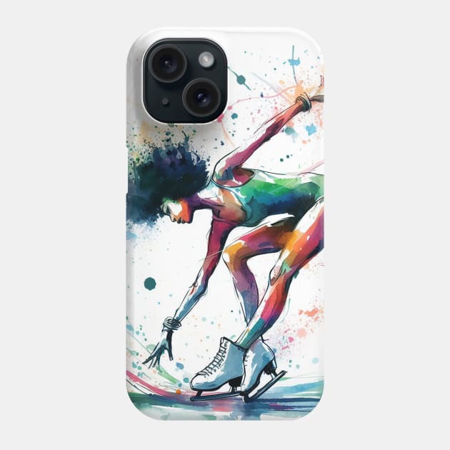 Artistic impression of a woman figure skating Phone Case by WelshDesigns