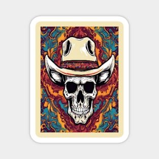 A Colorful Cow Boy Skull Magnet