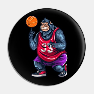 Gorilla Playing Basketball Pin