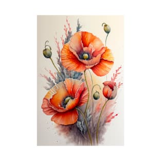 Poppy Flower Watercolour painting T-Shirt