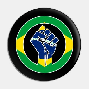 Black Lives Matter Fist Circled Flag Brazil Pin