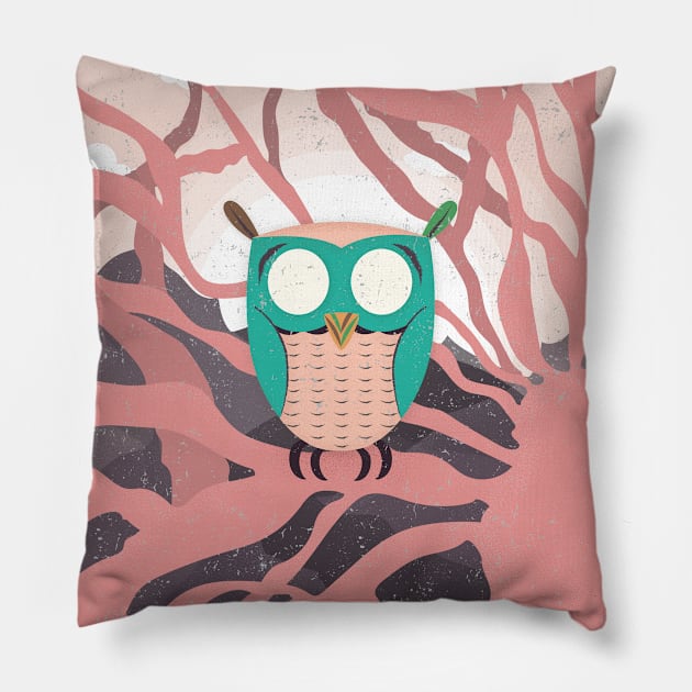 Owl without eyes Pillow by Tabitatc