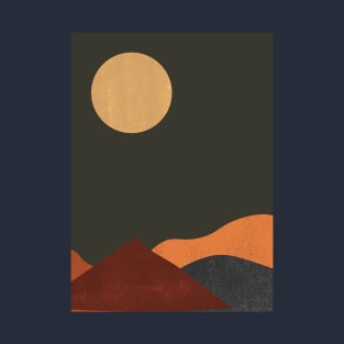 Sun & Moon Artwork With mountains. Boho art of moon at night and terracotta mountains. T-Shirt